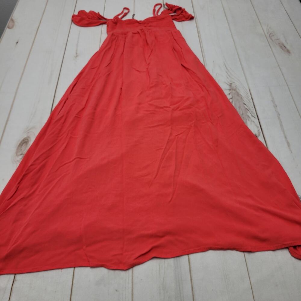 Jodifl pink red maxi dress ruffle off the shoulder babydoll